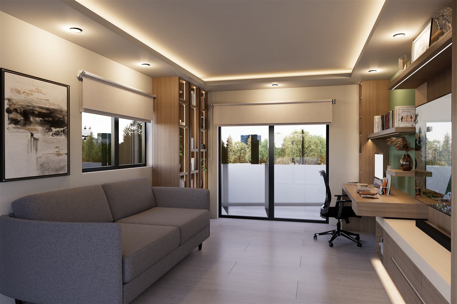 Casa CB — vista general de sala y home office